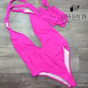 CharmLeaks Deep V Wrap One Piece Simwuit Size L